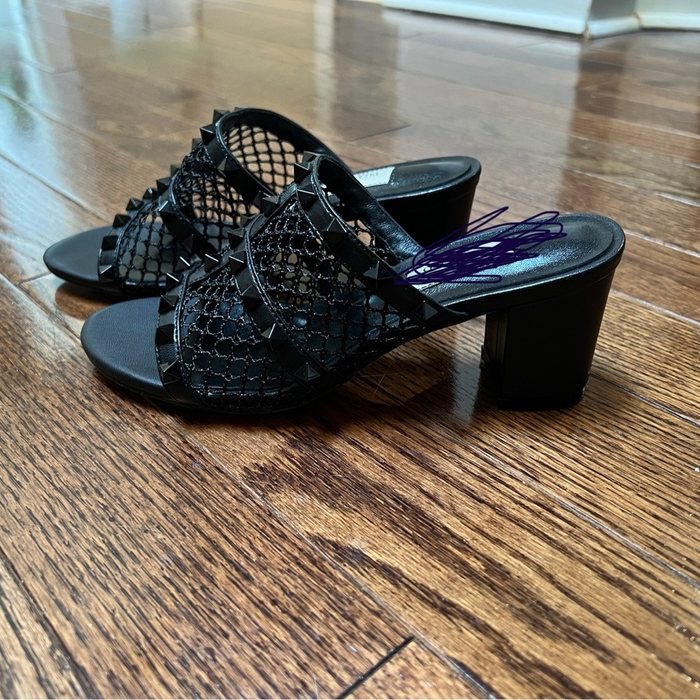 Black Mules with Woven Design